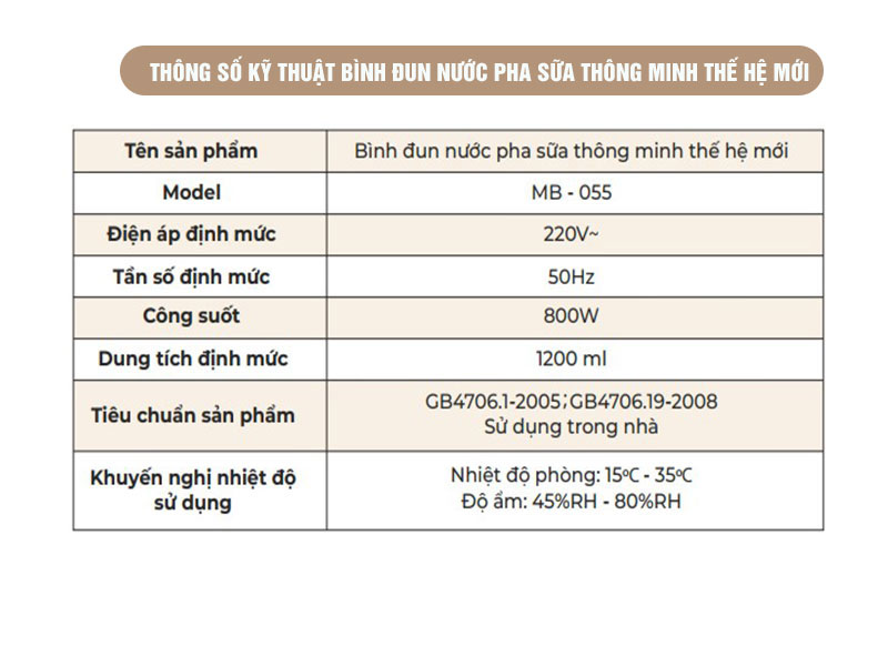 Bình đun nước pha sữa thông minh thế hệ mới Moaz BéBé - MB055